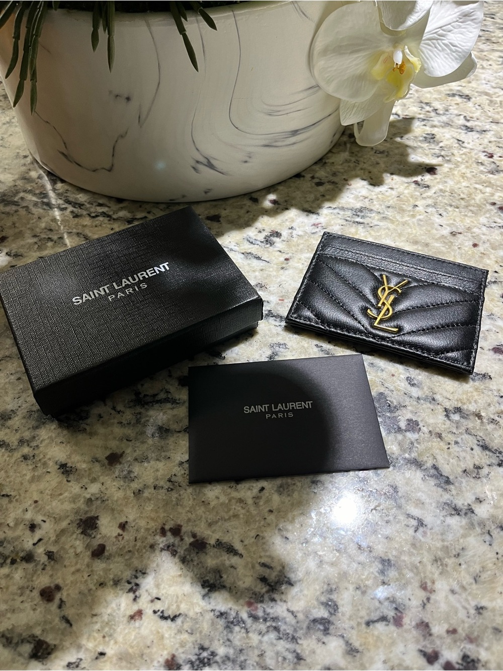 WALLET CARD HOLDER CASSANDRE MATELASSÉ CARD CASE WALLET YSL FREE SHIPPING